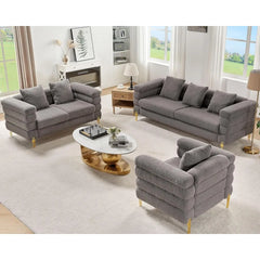 Oversized Sofa - 85 inch Sofa Couch, 3 Seater Comfy Bouclé Deep Seat Sofa for Living Room - Grey