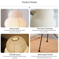 Noguchi Rice Paper Floor Lamp Japanese Paper Lantern Standing Table Lamp Eye-Protection Bedside Lamp for Bedroom/Home Decoration