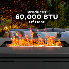 42 Inch Propane Fire Pit,60,000 BTU Steel Gas Fire Pit Table for Outside with Steel Lid and Lava Rock, 2 in 1 Fire Table Gatheri