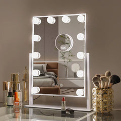 FENCHILIN Lighted Makeup Mirror Hollywood Mirror Vanity Makeup Mirror with Light Smart Touch Control 3 Colors Dimmable Light