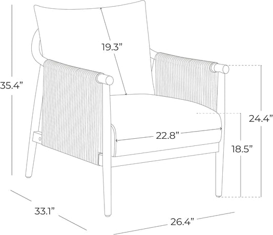 Braid Armchair, Modern Accent Chair for Living Room, Cream