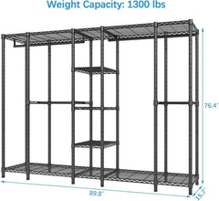 Clothing Rack, Garment Rack for Hanging Clothes, Large Freestanding Closet Wardrobe Clothes Storage Organizer Closet for Bedroom