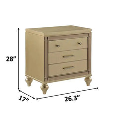 Queen Size Gold 4 Piece Bedroom Set include Mirror/Bed/1 Nightstand/Dresser