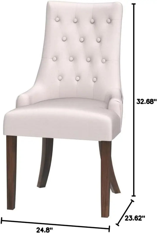 Wingback Upholstered Dining Chairs Set of 2, Fabric Side Dining Room Chairs with Tufted Button, Living Room Chairs