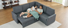 Sofa Bed, with Pull Out Bed & Storage Seat, Reversible L Shape Sectional Couch for Living Room Apartment, 85 Inch Sofa Bed