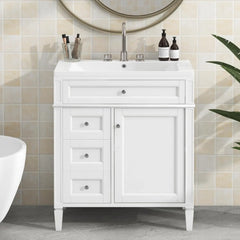 bathroom organizers, Bathroom Vanity with Sink, Modern Bathroom Cabinet with Drawers and Tip Out Drawer, Freestanding Bathroom V