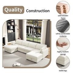 Modular Sectional Sofa, Cloud Couch Sectional 2/3/4 Seater, Corduroy Fabric Sectional Couch with Pillows for Modern Living Room