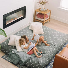 Chenille Bean Bag Chair, Convertible Chair Folds from Bean Bag to Lounger, As Seen on Shark Tank, Charcoal - Queen Size