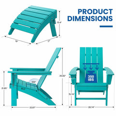 Outdoor Wooden Folding Adirondack Chair With Footrest Weather Resistant Fire Pit Chair Patio Chairs Set