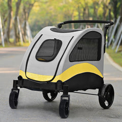 Portable Dog Stroller 4 Wheels for Large Dogs Foldable Pet Cat Travel Carriage Stroller Breathable Carrier for Outside Play