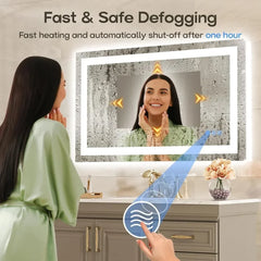 40x24 Inch Double Vanity Bathroom Mirror with LED Light, Frontlit & Backlit Wall Mirror, Anti-Fog, Brightness and Color