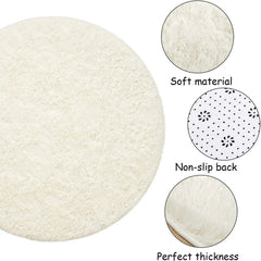 Round Rug Fluffy Soft Area Rugs for Kids Girls Room Princess Castle Plush Shaggy Carpet Cute Circle Nursery Rug for Bedroom