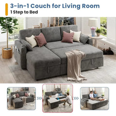 Sofa Bed Couch with Storage Chaise Sleeper Sofa Couch with Pullout Bed Convertible Sofa Bed Pull Out Couch