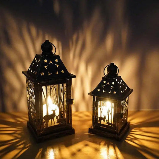 Retro Bronze Candle Lamps Vintage Christmas Metal Rustic Lanterns European Candle Holder Home Party Wedding Decoration