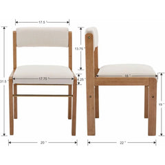 Dining Chairs, Set of 4, Upholstered Seat, Armless Side Chair W/Adjustable Back/Wood Frame, Farmhouse Dining Room Chair