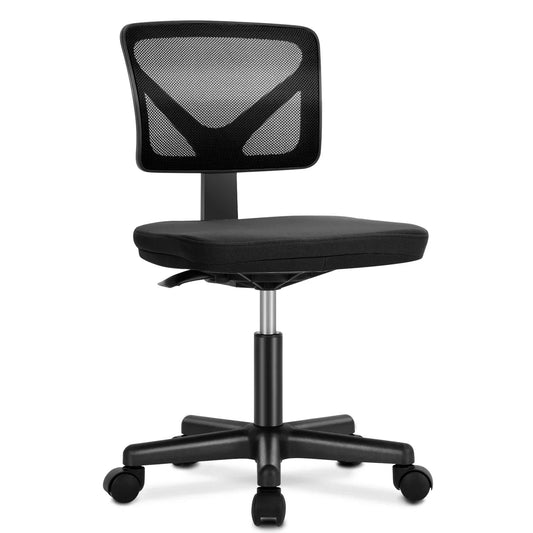 JHK Mesh with Lumbar Support Armless Office Chair Low Back with Wheels Adjustable Height 360° Rolling Swivel Computer Chair