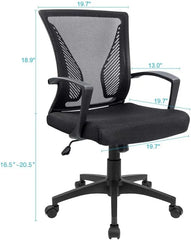 Office Chair Mid Back Swivel Lumbar Support Desk Chair, Computer Ergonomic Mesh with Armrest (Black)