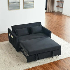 Modern Convertible Sleeper Sofa Bed, Seat Lounge Sofa w/Reclining Backrest,Toss Pillows,Sofa Couch Pullout Bed for Living Room