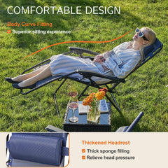 JHK Zero Gravity Set of 2 Portable Recliner Camping Patio Outdoor Folding Lounge Chair with Cup Holder Trays Adjustable Pillow