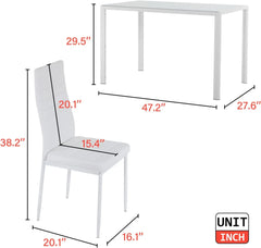 Dining Table Set Glass for Small Spaces Kitchen Table and Chairs for 4 Table with Chairs Home Furniture Rectangular Modern