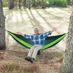 270 * 140cm Lightweight And Portable Outdoor Hammock For Travel, With A Load-Bearing Capacity Of 300kg (Black Green+Light Green)