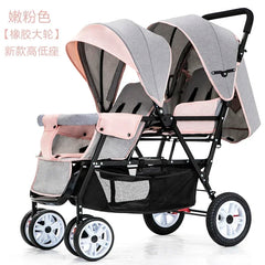 Twin baby strollers double front and back seat lie portable foldable child Cart