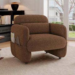 Accent Chair, Oversized Sherpa Lamb Fabric Armchair Big Comfy Upholstered Armed Chair Single Sofa Chair with Waist Pillow