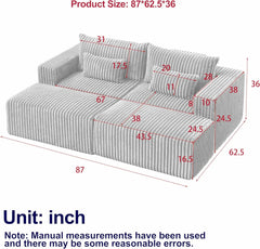 Oversized Chaise Lounge Chair with Removable Ottoman,Corduroy Upholstered Modern Deep Seat Sofa Couch with Pillows