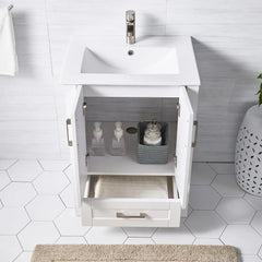 24 Inch Bathroom Vanity with Sink, Small Bathroom Vanities Sink Set, White Bathroom Vanity Cabinet Combo, Modern Bath Vanity