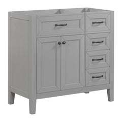 36" Bathroom Vanity with Sink Combo, Bathroom Cabinet with Drawers, Solid Frame and MDF Board, Grey