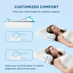 Bedsure Breescape Pillow for Neck Pain Relief - Cervical Neck Pillows for Sleeping, Ergonomic Orthopedic Contour Pillow for Neck