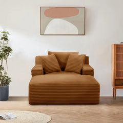 Oversized Chaise Lounge Chair Indoor, Upholstered Modern Sofa Couch with Throw Pillows and Armrests,Comfy Sleeper Chair