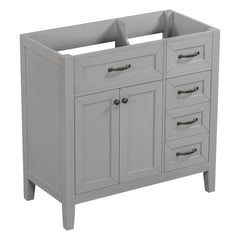 36" Bathroom Vanity with Sink Combo, Bathroom Cabinet with Drawers, Solid Frame and MDF Board, Grey