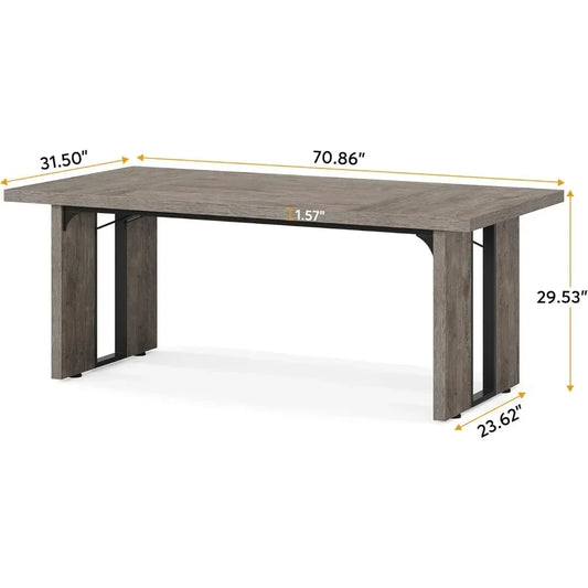 Large Dining Table for 6 To 8 People, Rustic Farmhouse Style Dinner Table, Rectangular Dining Table for Kitchen, Dining Room