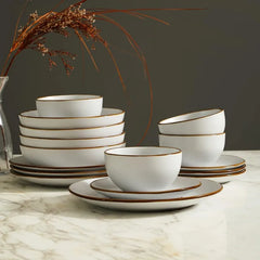 Modern Stoneware 16 Piece Dinnerware Sets, Plates and bowls Sets, Dish Set for 4, Light Green