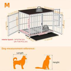 Heavy Duty Dog Kennels Metal Wooden Dog Crate End Table Furniture Style Pet Cage with Three Doors and Removable Tray