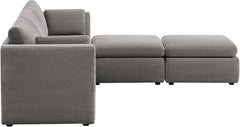 Oversized Modular Cloud Sectional Fabric Sofa Set,L Shaped Couch Modular Sectional Couch,5 Seat Sofa Includes 2 Storage Ottomans