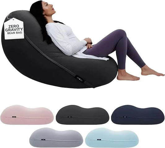 Moon Pod Bean Bag Chairs for Adults - 12LB Giant Bean Bag for Back Support w/Micro-Bead Filling for Zero-Gravity Sensation, Tens