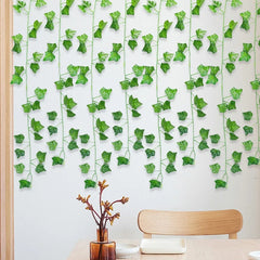 Artificial Plants Rattan Green Ivy Leaf with String Lights DIY Garland Wedding Party Decoration Home Room Wall Hanging Plants