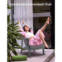 Adirondack Chair Oversized Balcony Porch Patio Outdoor Chair for Lawn, Backyard, Deck, Garden, Camping - Easy Installation