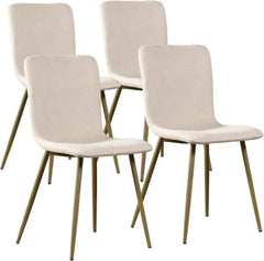 Dining Chairs Set of 4, Fabric Suede Dining Room Side Seating, Kitchen Chairs with Metal Legs for Living Room,Dark Brown