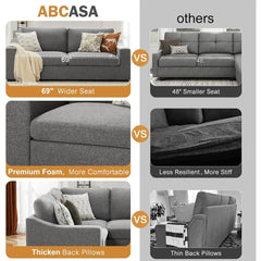 Grey Sofa Living Room Sofas Modular Couch for Living Room Breathable Linen Fabric Corner Couch for Apartment Sofy Do Salon Chair