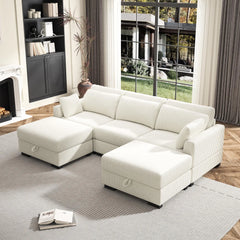 Modular Sectional Sofa, Cloud Couch Sectional 2/3/4 Seater, Corduroy Fabric Sectional Couch with Pillows for Modern Living Room