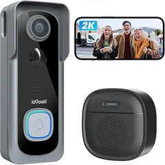 ieGeek 2K Doorbell Camera Wireless -Video Doorbell with Chime Ringer, Smart Wifi Doorbell AI & PIR Motion Detection