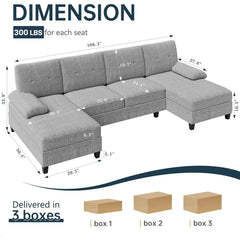 Sectional Couches for Living Room, U Shaped Couches for Living Room, Sectional Sofa with Chaise, Sofa