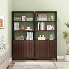 71" Tall Arched Cabinet Bookcase, 5-Tier Arched Bookself with Doors, Arched Bookcase Cabinet with Storage,Display Cabinet