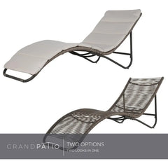 Outdoor Chaise Lounge Set of 2 Mesh Sling Lounge Chairs with Woodgrain Texture,Portable Wheels & 4 Adjustable Reclining Backrest