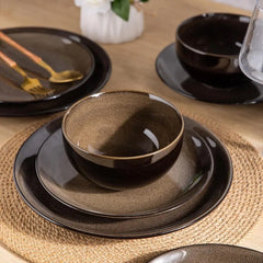 Ceramic Dinnerware Sets,Stoneware Coupe Plates and Bowls Sets,Highly Chip and Crack Resistant | Dishwasher & Microwave