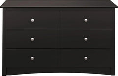 Children's 6 Drawer Dresser, Black & Sonoma Nightstand, Tall 3-Drawer, Black