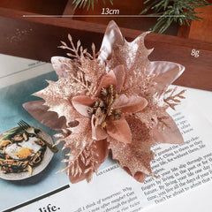 30/14.5cm Glitter Artifical Christmas Flowers Christmas Tree Decoration for Home Fake Flowers Plant Xmas New Year Party Decor